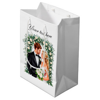 Sacola Para Presentes Média Cute wedding Bride Groom customizable