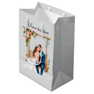 Sacola Para Presentes Média Cute Wedding couple add text