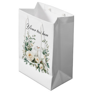 Sacola Para Presentes Média Cute wedding love doves customizable