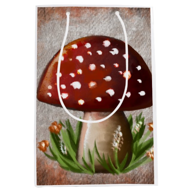 Sacola Para Presentes Média Cute Woodland Mushroom Tissue Paper (Frente)