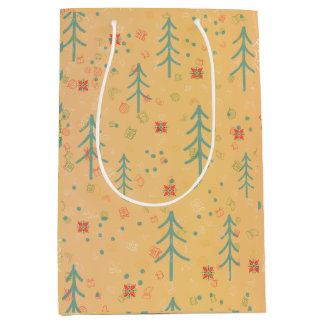 Sacola Para Presentes Média Cute Yellow Christmas