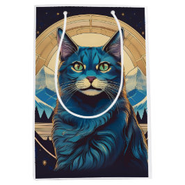 Sacola Para Presentes Média Cymric Cat With Mountain Backdrop Stars
