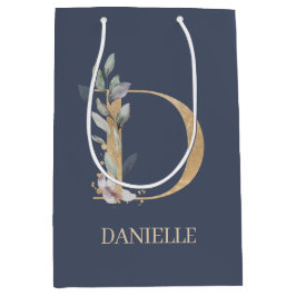 Sacola Para Presentes Média D Monograma Floral Personalizado