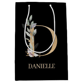 Sacola Para Presentes Média D Monograma Floral Personalizado