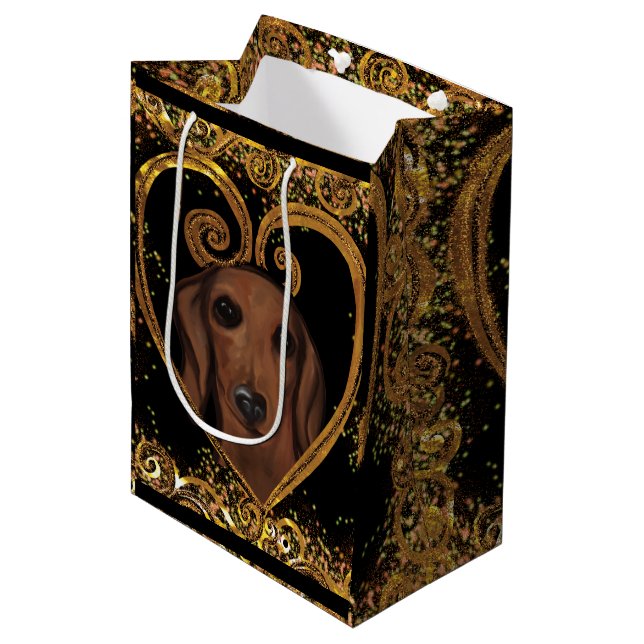 SACOLA PARA PRESENTES MÉDIA DACHSHUND (Frente inclinada)