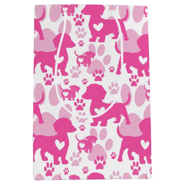Sacola Para Presentes Média Dachshund Love Dog Gift Bag (Frente)