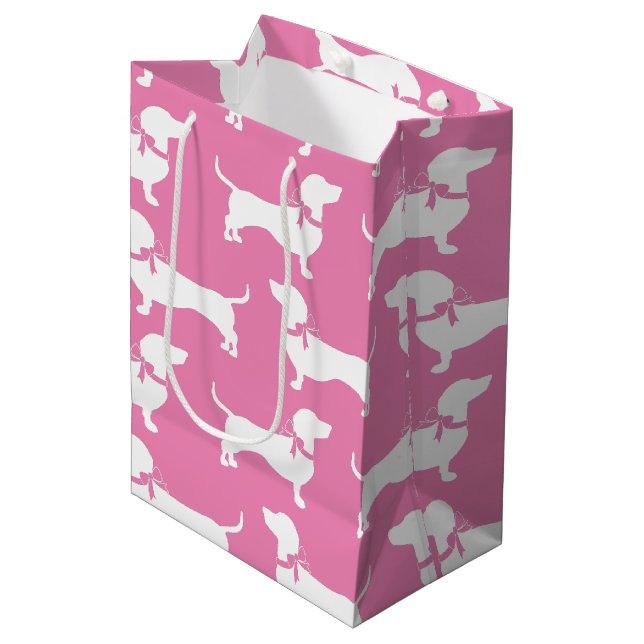 Sacola Para Presentes Média Dachshund Wiener Cachorro Puppy Média Gift Bag (Frente inclinada)
