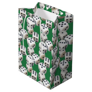 Sacola Para Presentes Média Dados Brancos em Verde