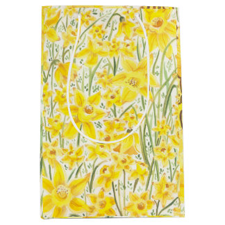 Sacola Para Presentes Média Daffodil Yellow Flower Gift Bag