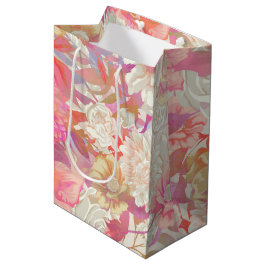 Sacola Para Presentes Média Dahlias e Rosa Design