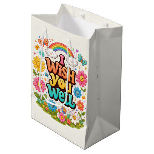 Sacola Para Presentes Média Daisies Felizes e Arco-íris