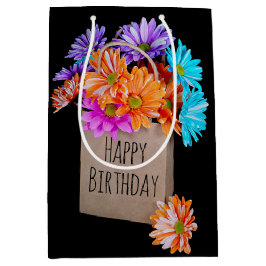 Sacola Para Presentes Média Daisy Birthday Buquê Em Papel Bag