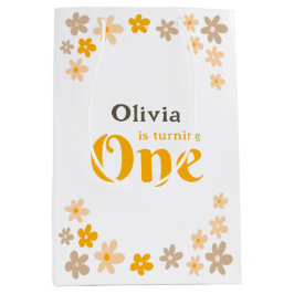 Sacola Para Presentes Média Daisy Boho Floral primeiro aniversario