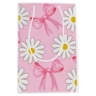 Sacola Para Presentes Média Daisy Flower and Bow gift bag