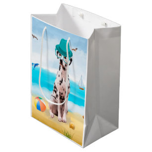 Sacola Para Presentes Média Dalmation Dog on Beach