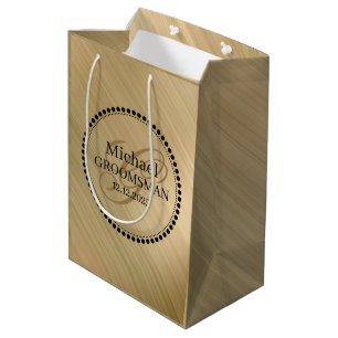 Sacola Para Presentes Média Damasco Ouro Masculino Personalizado