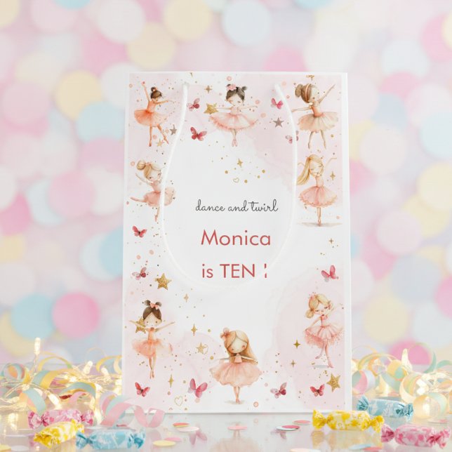 Sacola Para Presentes Média Dança e balé de bailarina giratória (Criador carregado)