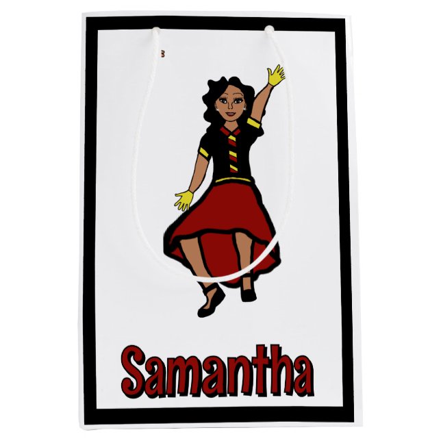 Sacola Para Presentes Média Dançarino Negra Negra Vermelha #2 (Frente)