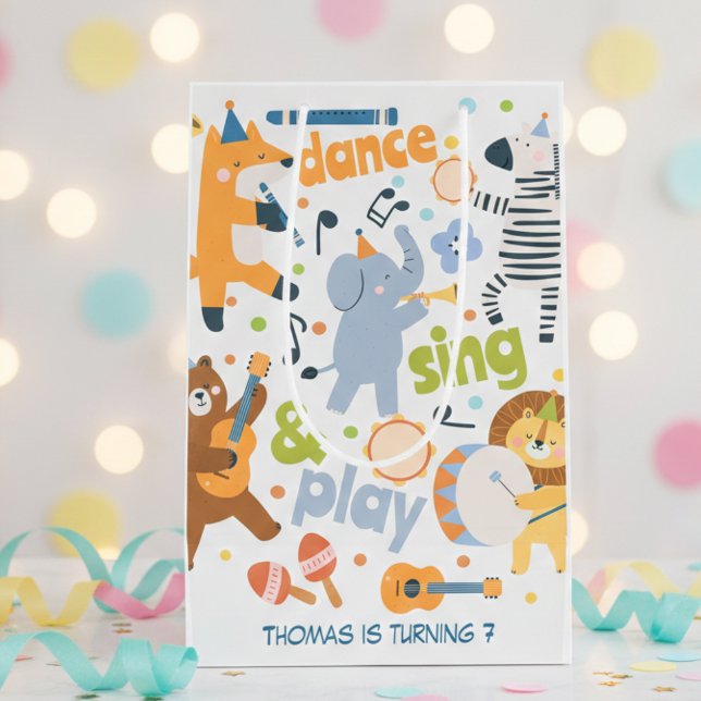 Sacola Para Presentes Média Dance sing and play kids birthday (Criador carregado)