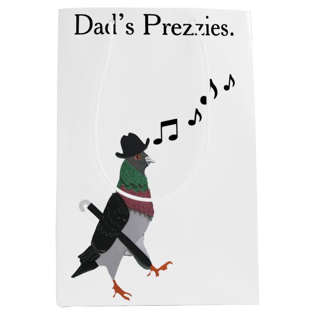 Sacola Para Presentes Média Dapper Pigeon  (Frente)