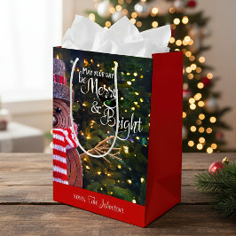 Sacola Para Presentes Média Days Be Feliz Bright Rustic Snowman Nome Personali