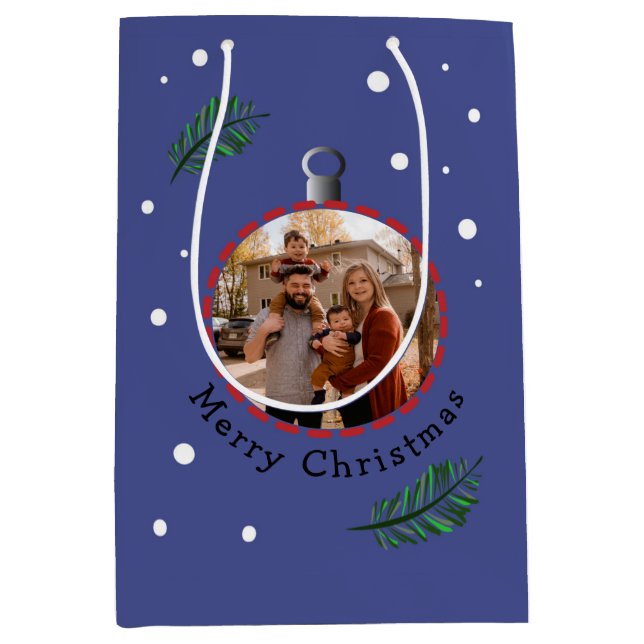 Sacola Para Presentes Média Decoração de Natal personalizada Fotografia do Gif (Frente)