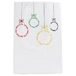 Sacola Para Presentes Média Decoração de Texto de Natal