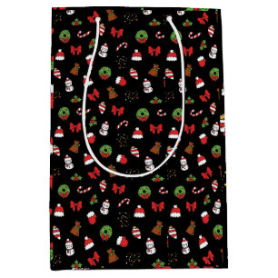 Sacola Para Presentes Média Decoração Natalina Bonita Chapéu de Papai Noel