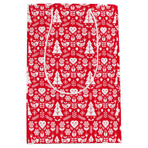 Sacola Para Presentes Média Decorações Nórdicas de Natal Escandinavo