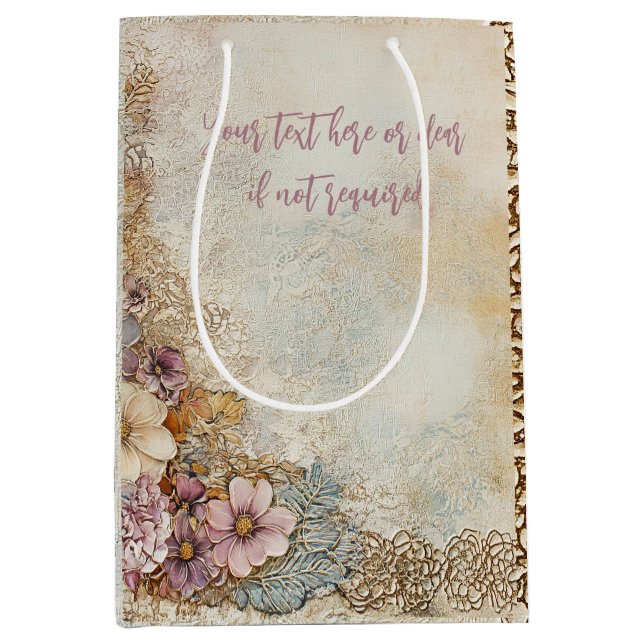 Sacola Para Presentes Média Decoupage Personalizada de Lace Distante Antica (Frente)