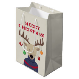 Sacola Para Presentes Média Deer Christmas
