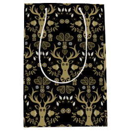 Sacola Para Presentes Média Deer de Arte Folclórica Moderna