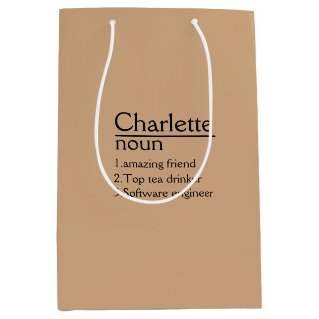 Sacola Para Presentes Média Definição de Nome Personalizado (Frente)