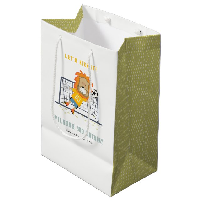 Sacola Para Presentes Média Deixe-me Kick Lion Goalkeeper Aniversário de crian (Frente inclinada)