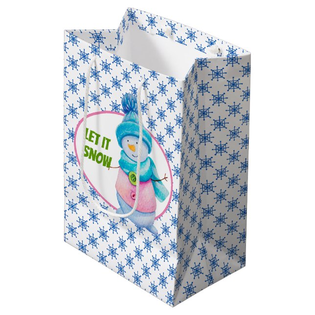 Sacola Para Presentes Média Deixe-o nevar (Frente inclinada)