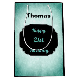 Sacola Para Presentes Média Denim Blue e aniversário de 21 anos preto
