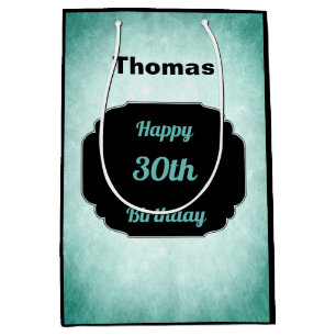 Sacola Para Presentes Média Denim Blue e aniversário de 30 anos preto