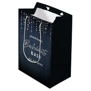 Sacola Para Presentes Média Denim Diamond Glitter Drivers Classy Bachelorette