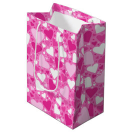 Sacola Para Presentes Média Desenho de Corações Cor-de-Rosa para Conscientizaç