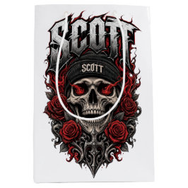 Sacola Para Presentes Média Desenho de Nome Personalizado Scott Gothic Skull