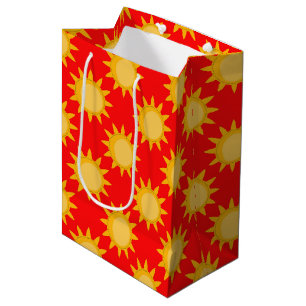 Sacola Para Presentes Média Desenho de padrão de sol brilhante em vermelho