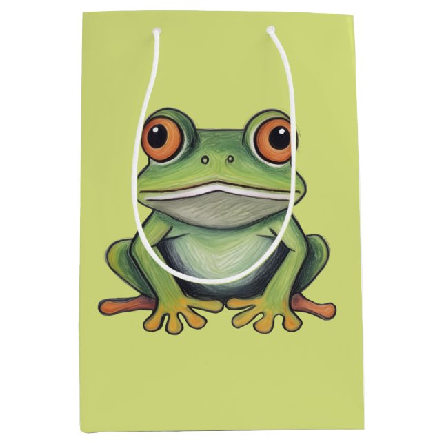 Sacola Para Presentes Média Desenho de sapo com lápis de cor (Frente)