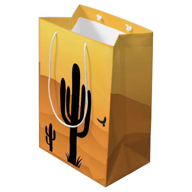 Sacola Para Presentes Média Desert Cactus Design Gift Bag (Verso inclinado)