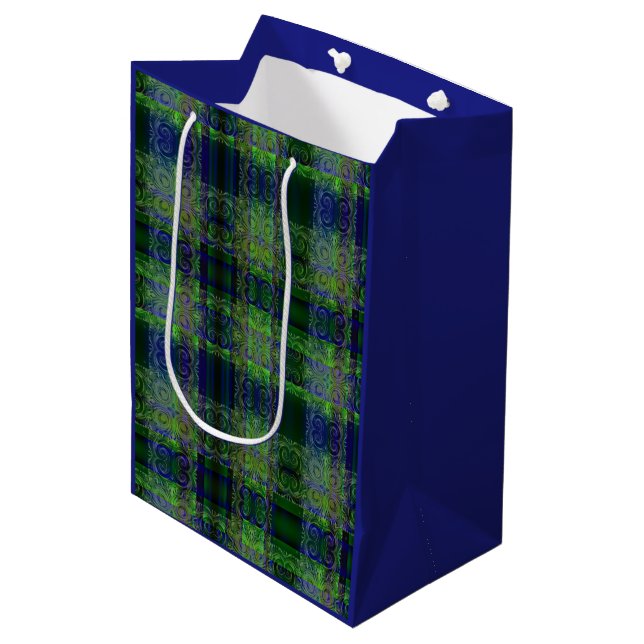 Sacola Para Presentes Média Design Azul de Iluminação/Verde (Frente inclinada)