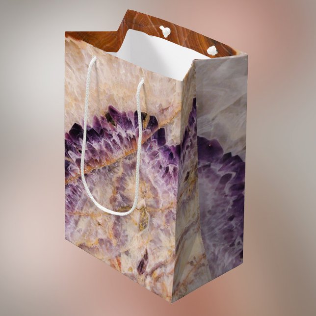 Sacola Para Presentes Média Design de Ágata Roxa Clássico (Criador carregado)