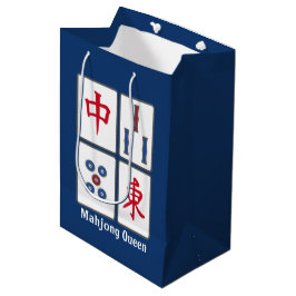 Sacola Para Presentes Média Design de Azulejos de jogos Mahjong