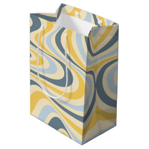 Sacola Para Presentes Média Design de espiral abstrato amarelo e azul