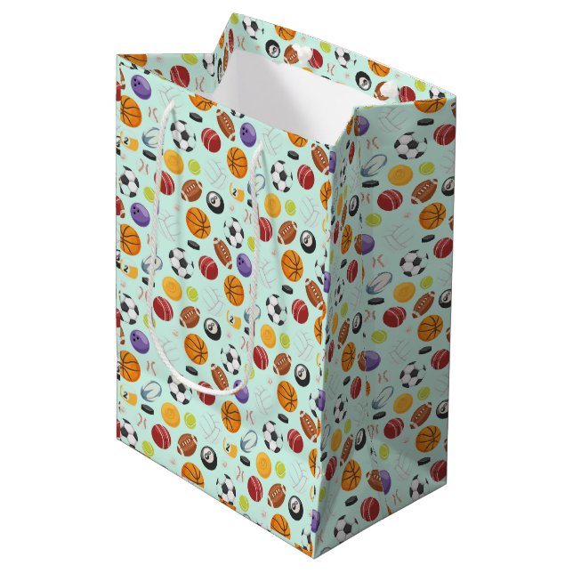 Sacola Para Presentes Média Design de Esportes (Frente inclinada)