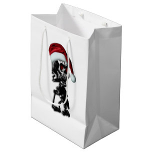 Sacola Para Presentes Média Design de Esqueleto de Cigarro de Natal