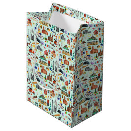 Sacola Para Presentes Média Design de Ícones Viagem da França